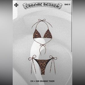 Chrome Hearts + DIB Orange Tiger Bikini Set XS